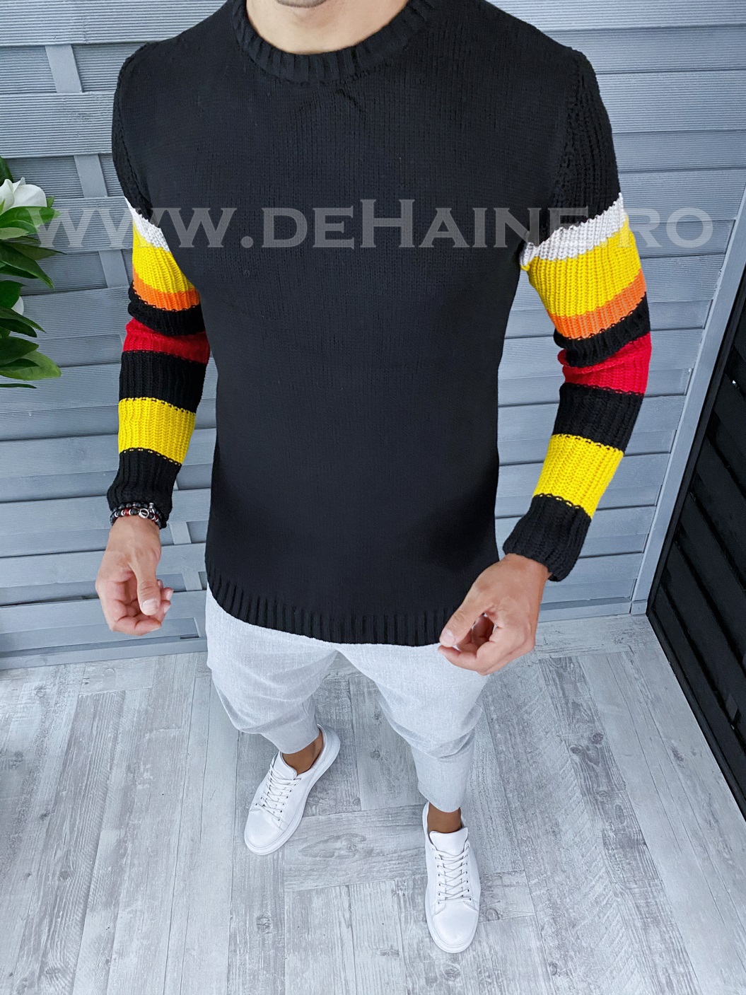 Pulover barbati gros slim fit negru t3588 109-1*